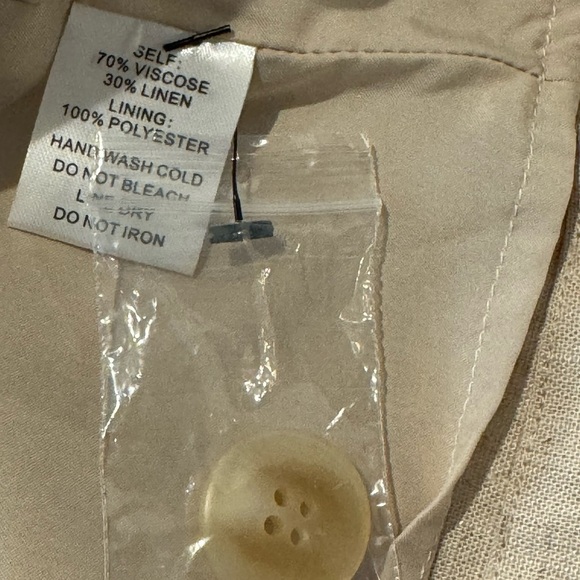 ANTHROPOLOGIE Flat White Square Neck Cropped Linen Blend Top Beige Size XL NEW - Picture 7 of 8